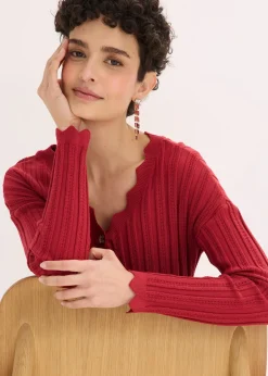 bonprix Gilet court en maille ajourée|Femme Maille|Pulls & Gilets