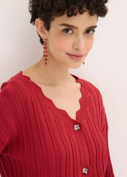 bonprix Gilet court en maille ajourée|Femme Maille|Pulls & Gilets