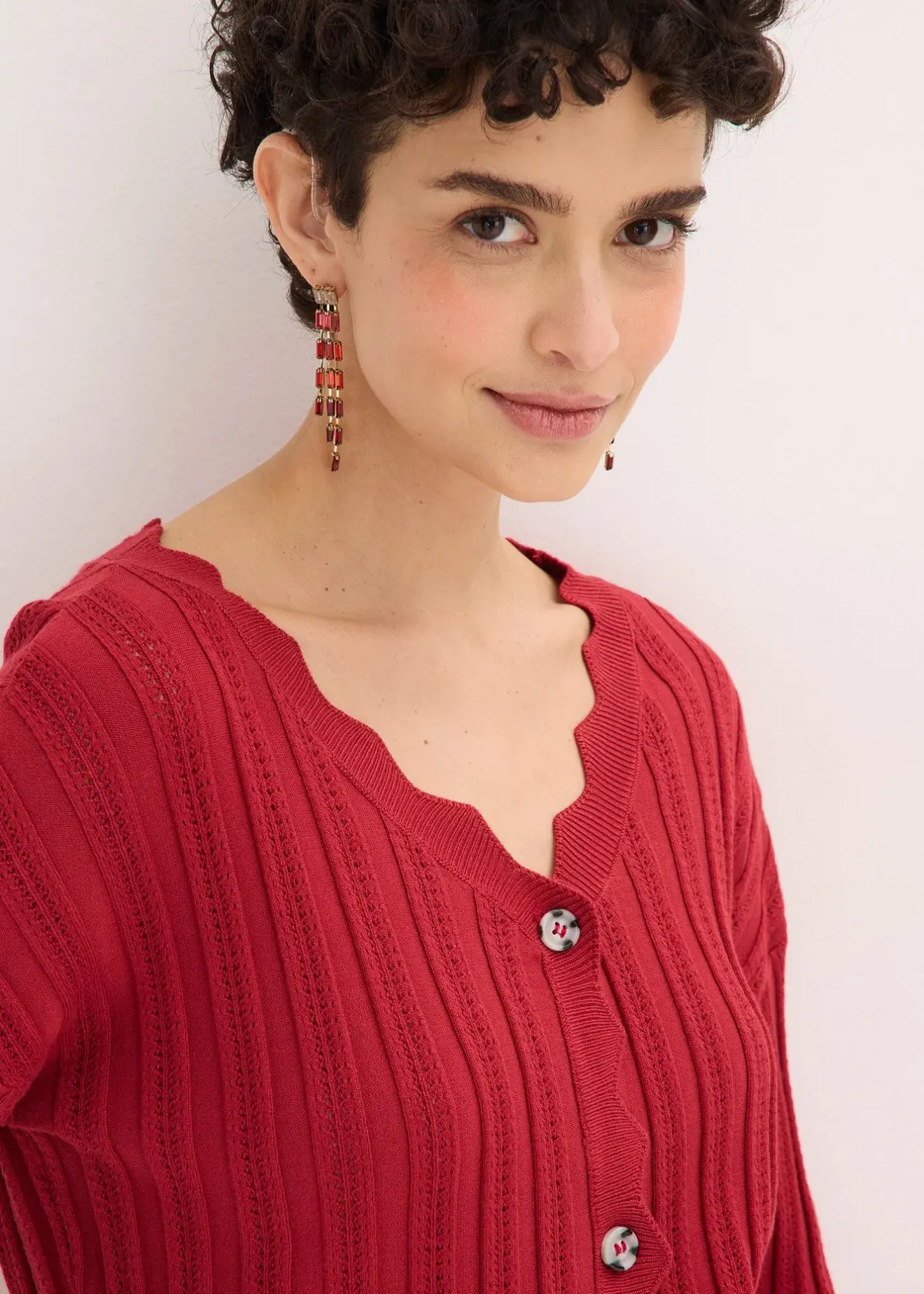 bonprix Gilet court en maille ajourée|Femme Maille|Pulls & Gilets