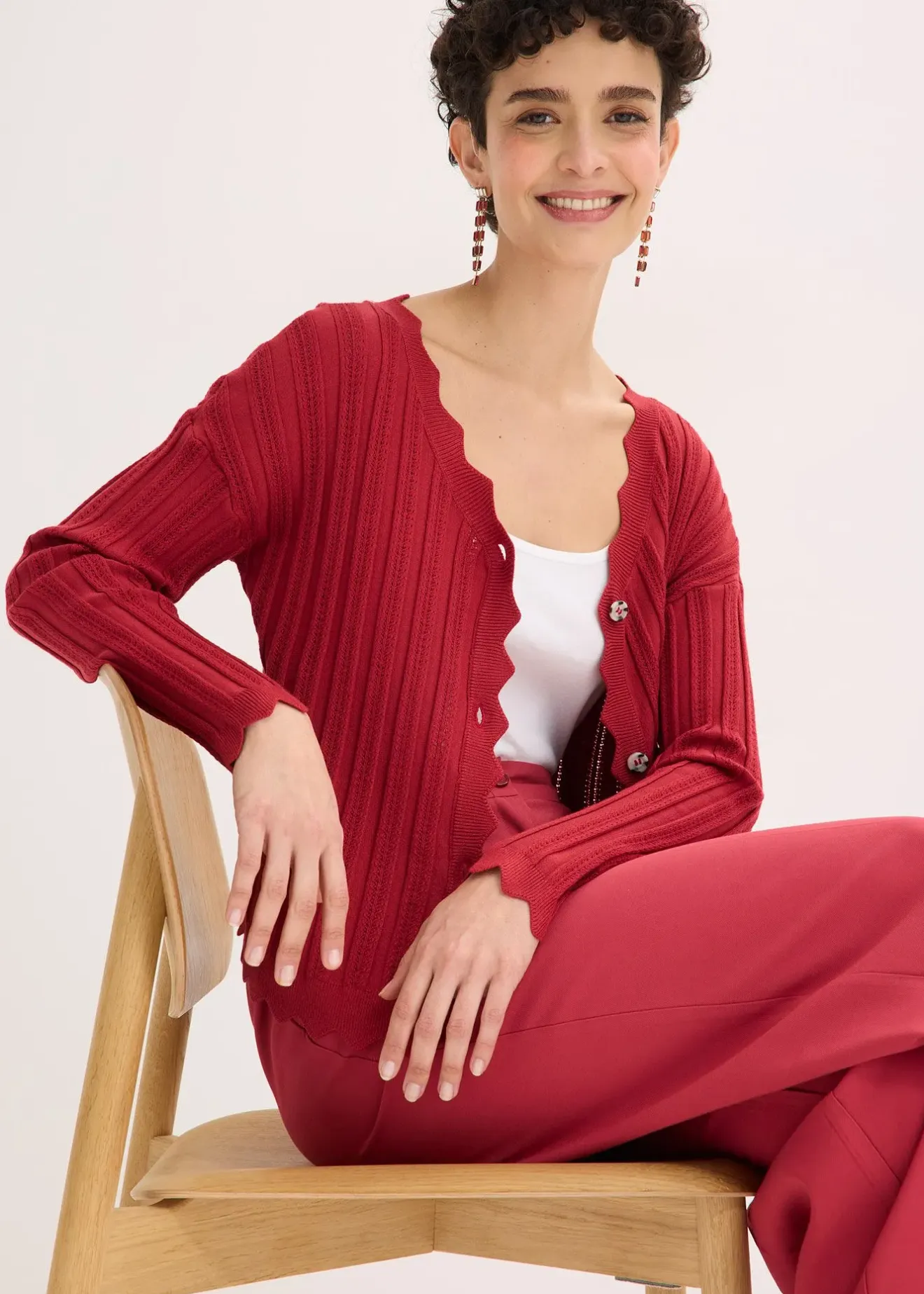 bonprix Gilet court en maille ajourée|Femme Maille|Pulls & Gilets