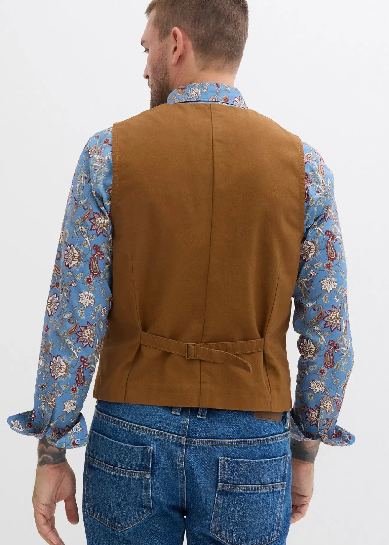 bonprix Gilet de costume en toile de coton|Homme Vestes