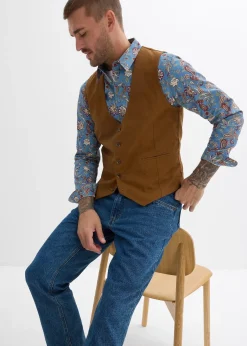 bonprix Gilet de costume en toile de coton|Homme Vestes