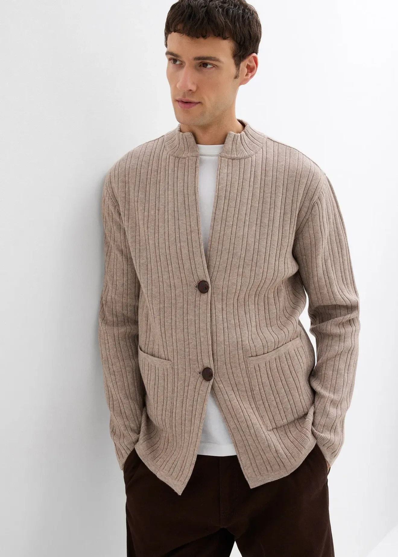 bonprix Gilet en fine maille côtelée|Homme Pulls & Gilets