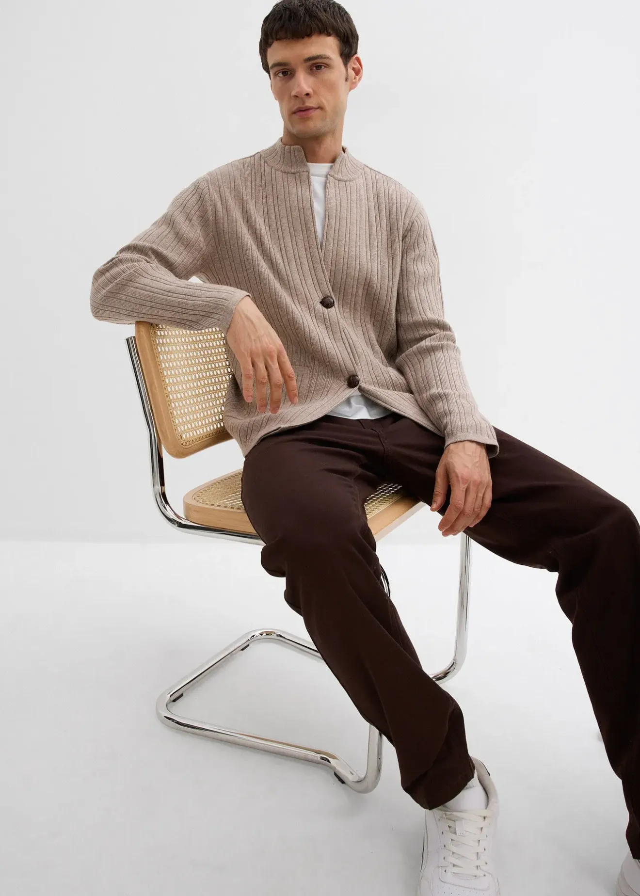 bonprix Gilet en fine maille côtelée|Homme Pulls & Gilets