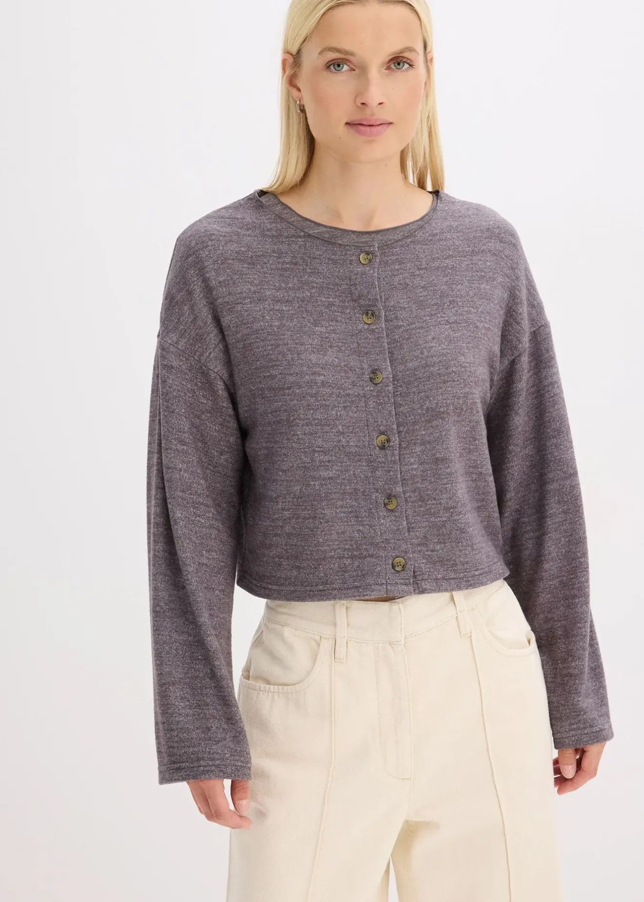 bonprix Gilet en fine maille côtelée|Femme Maille|Pulls & Gilets