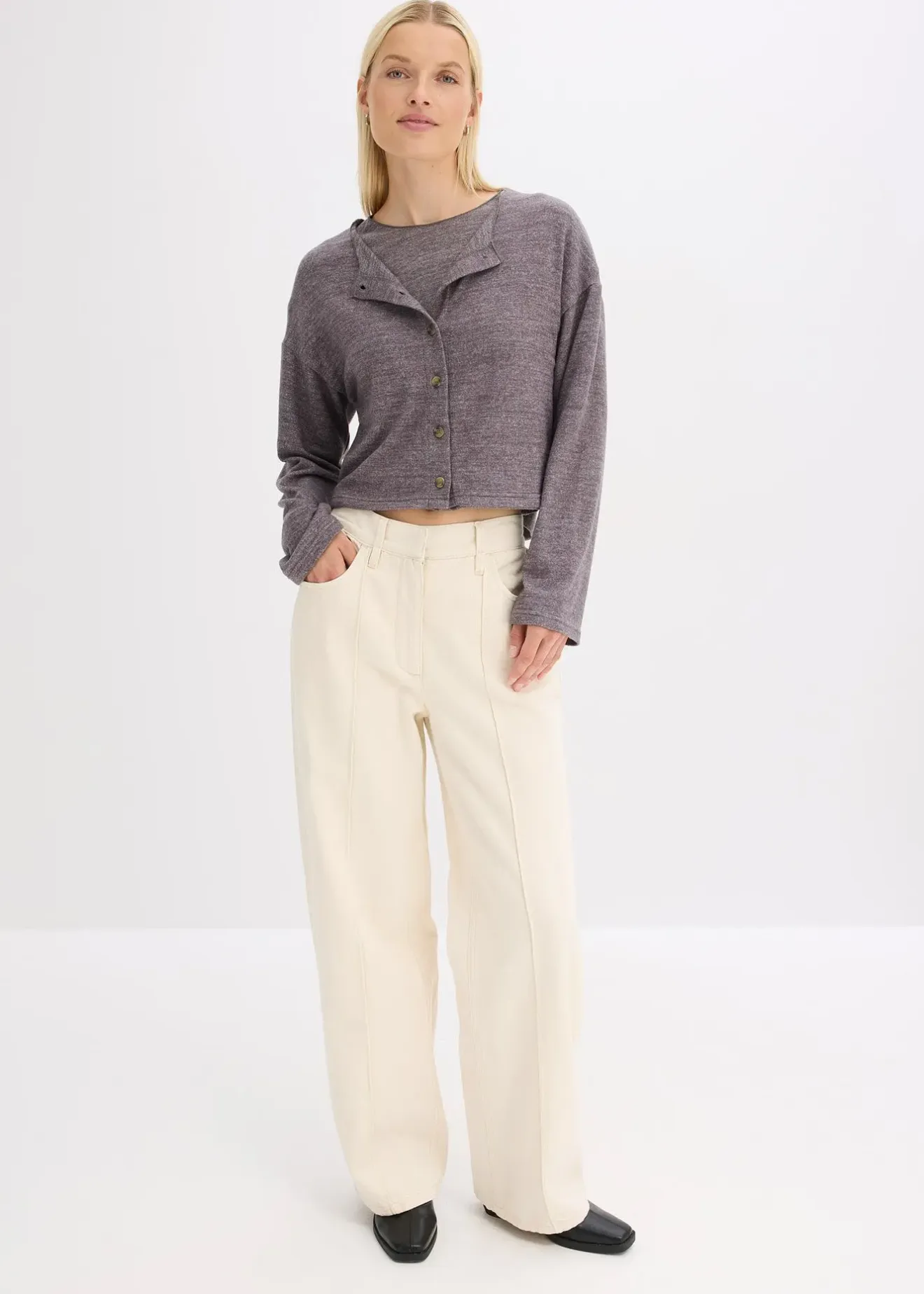 bonprix Gilet en fine maille côtelée|Femme Maille|Pulls & Gilets