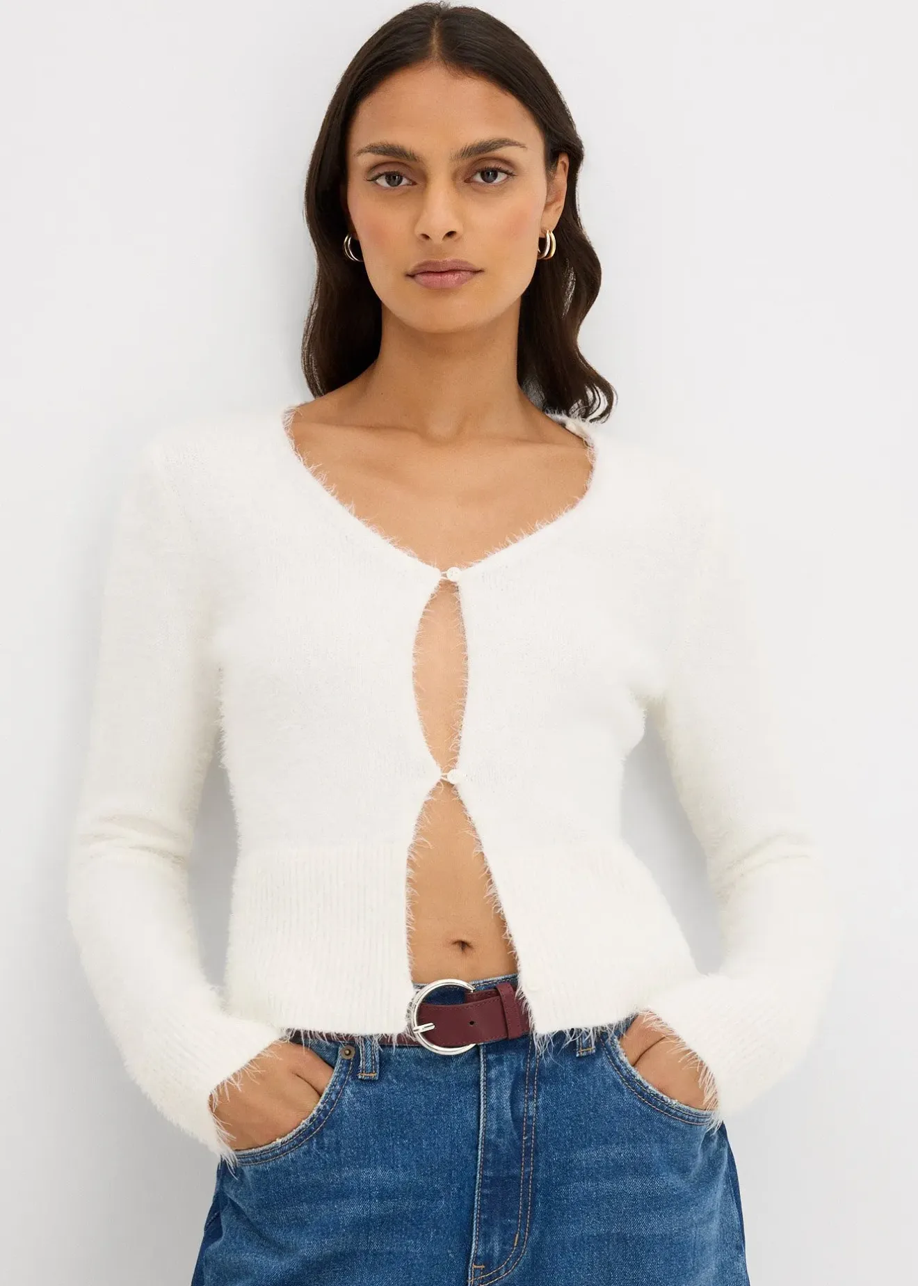 bonprix Gilet en fine maille poilue|Femme Maille|Pulls & Gilets