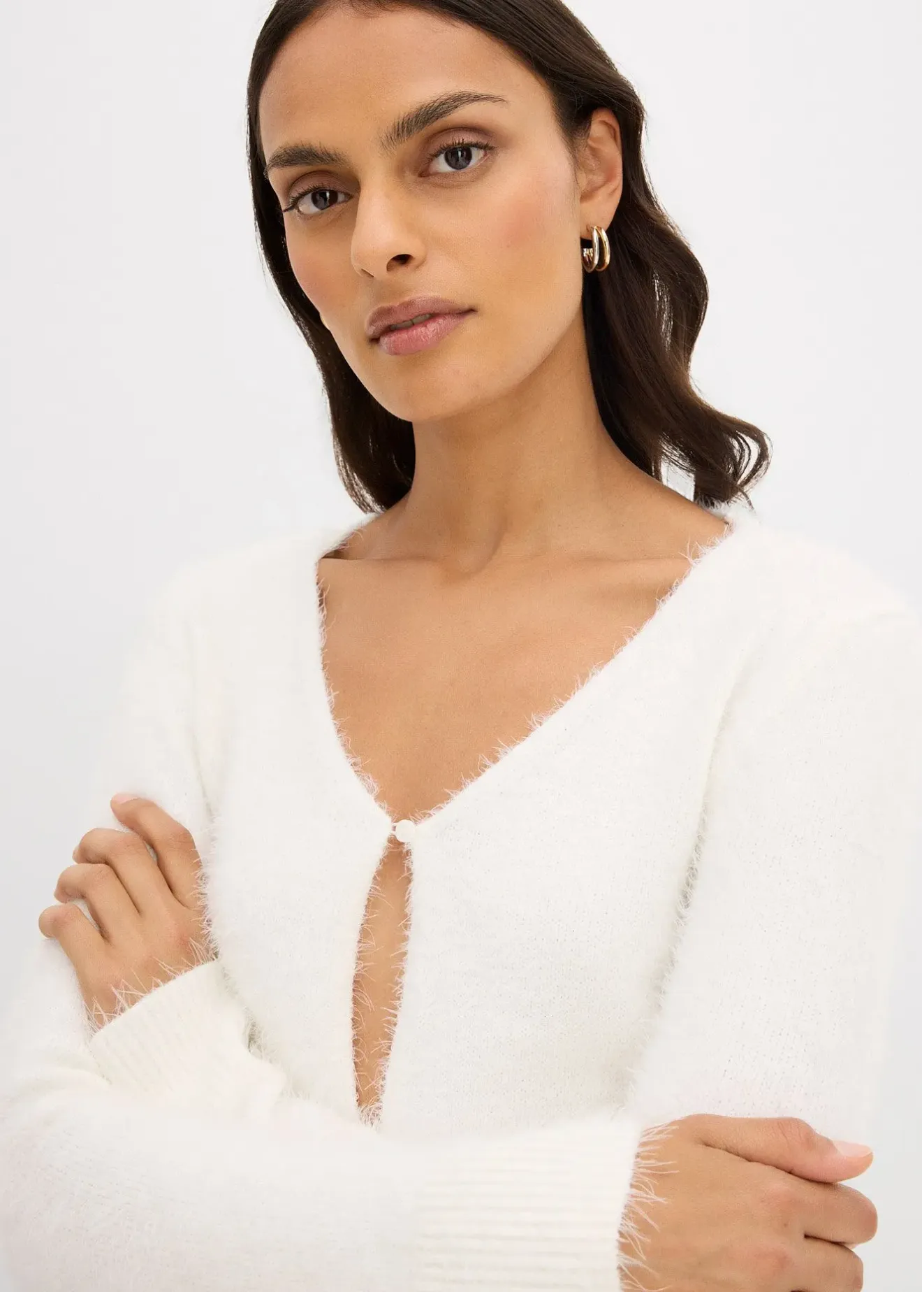 bonprix Gilet en fine maille poilue|Femme Maille|Pulls & Gilets