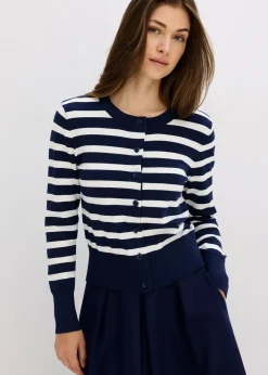 Femme bonprix Maille|Pulls & Gilets|Gilet en fine maille rayée