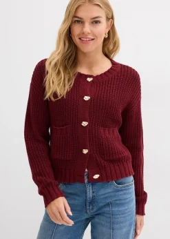 Femme bonprix Maille|Pulls & Gilets|Gilet en grosse maille avec boutons martelés