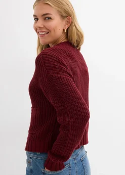 Femme bonprix Maille|Pulls & Gilets|Gilet en grosse maille avec boutons martelés