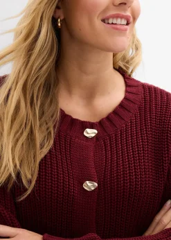 Femme bonprix Maille|Pulls & Gilets|Gilet en grosse maille avec boutons martelés