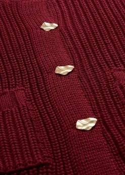 Femme bonprix Maille|Pulls & Gilets|Gilet en grosse maille avec boutons martelés