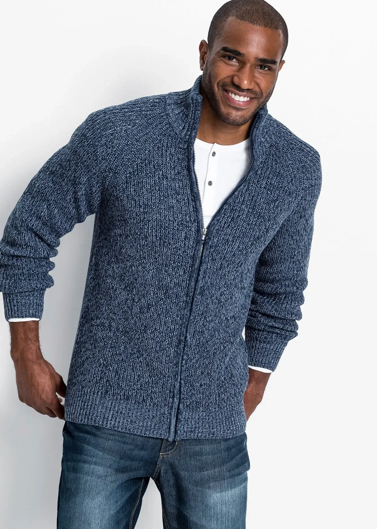 bonprix Gilet en grosse maille côtelée avec coton|Homme Pulls & Gilets