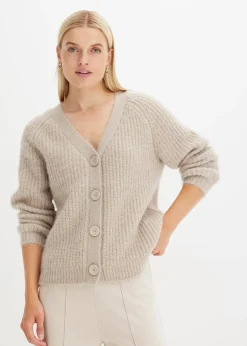 bonprix Gilet en grosse maille côtelée brillante|Femme Maille|Pulls & Gilets