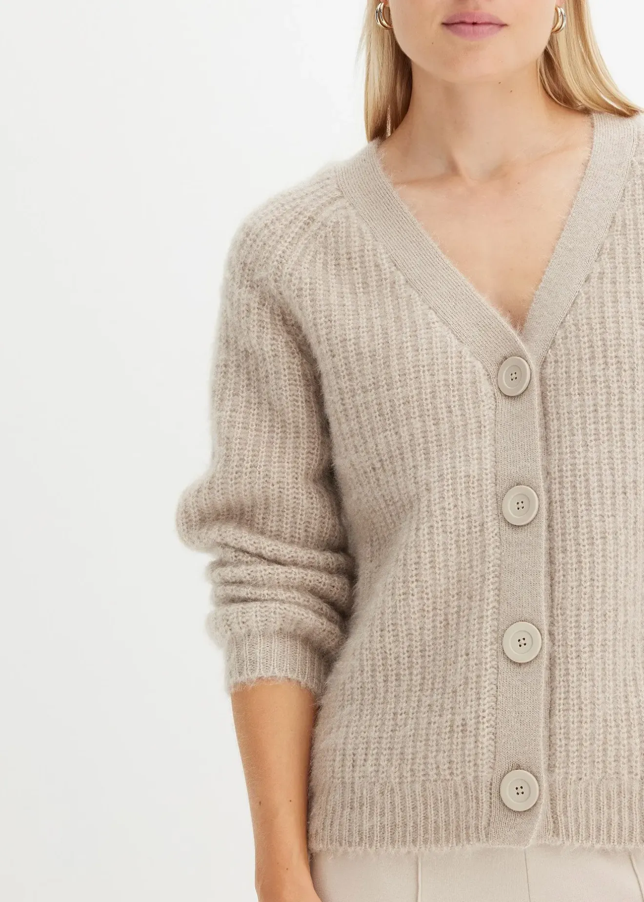 bonprix Gilet en grosse maille côtelée brillante|Femme Maille|Pulls & Gilets