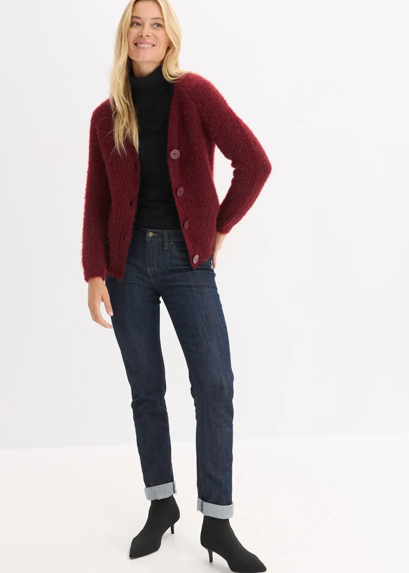 Femme bonprix Maille|Pulls & Gilets|Gilet en grosse maille côtelée brillante