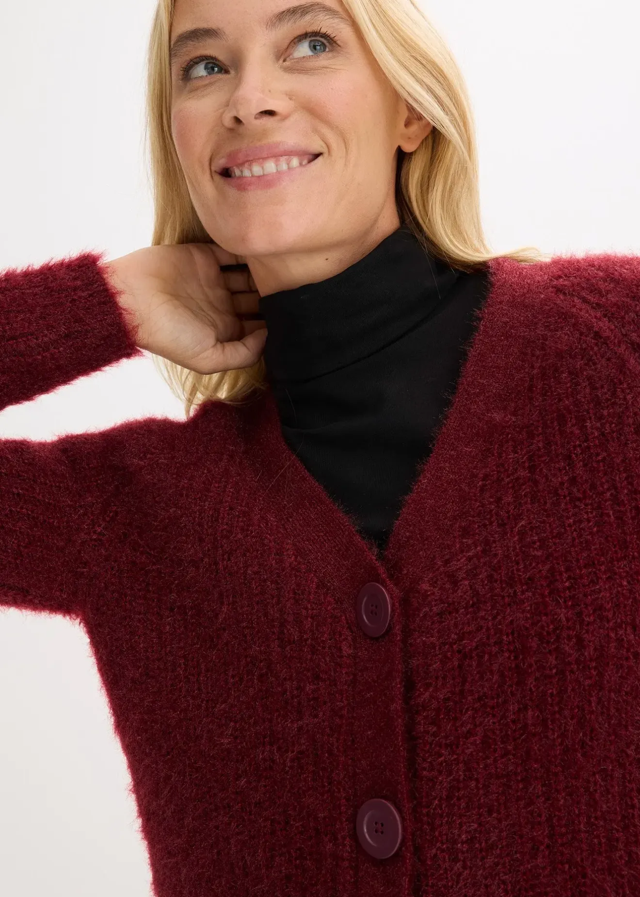 Femme bonprix Maille|Pulls & Gilets|Gilet en grosse maille côtelée brillante