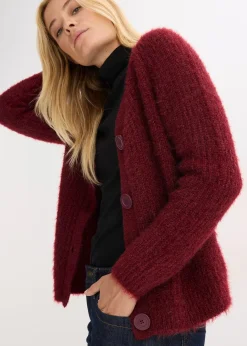 Femme bonprix Maille|Pulls & Gilets|Gilet en grosse maille côtelée brillante