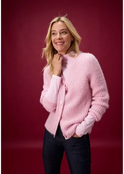 bonprix Gilet en grosse maille côtelée brillante|Femme Maille|Pulls & Gilets