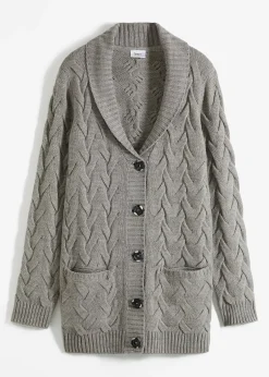 bonprix Gilet en maille à col châle et motif torsadé|Femme Maille|Pulls & Gilets