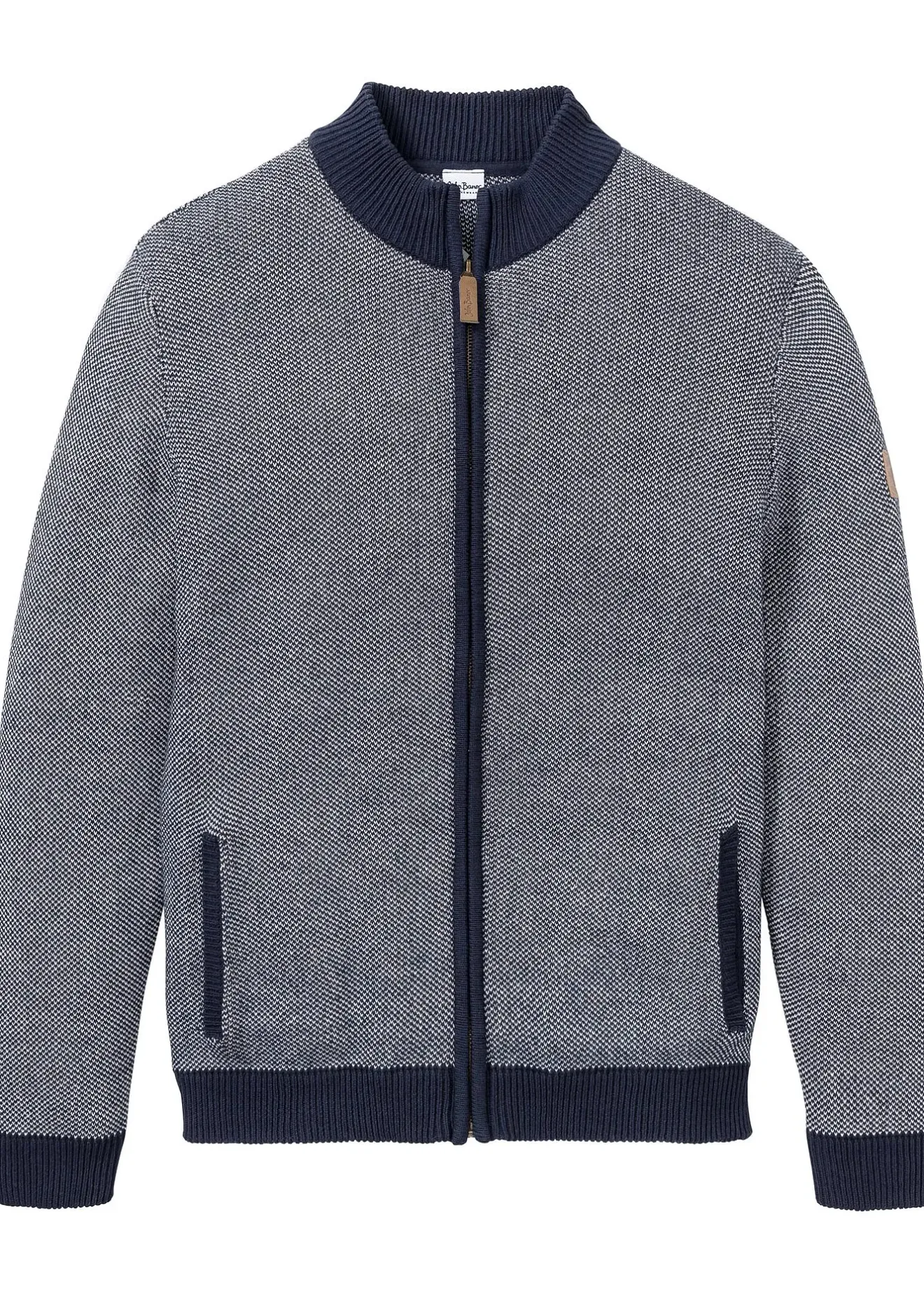 bonprix Gilet en maille 100% coton à col montant|Homme Pulls & Gilets