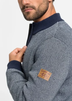 bonprix Gilet en maille 100% coton à col montant|Homme Pulls & Gilets