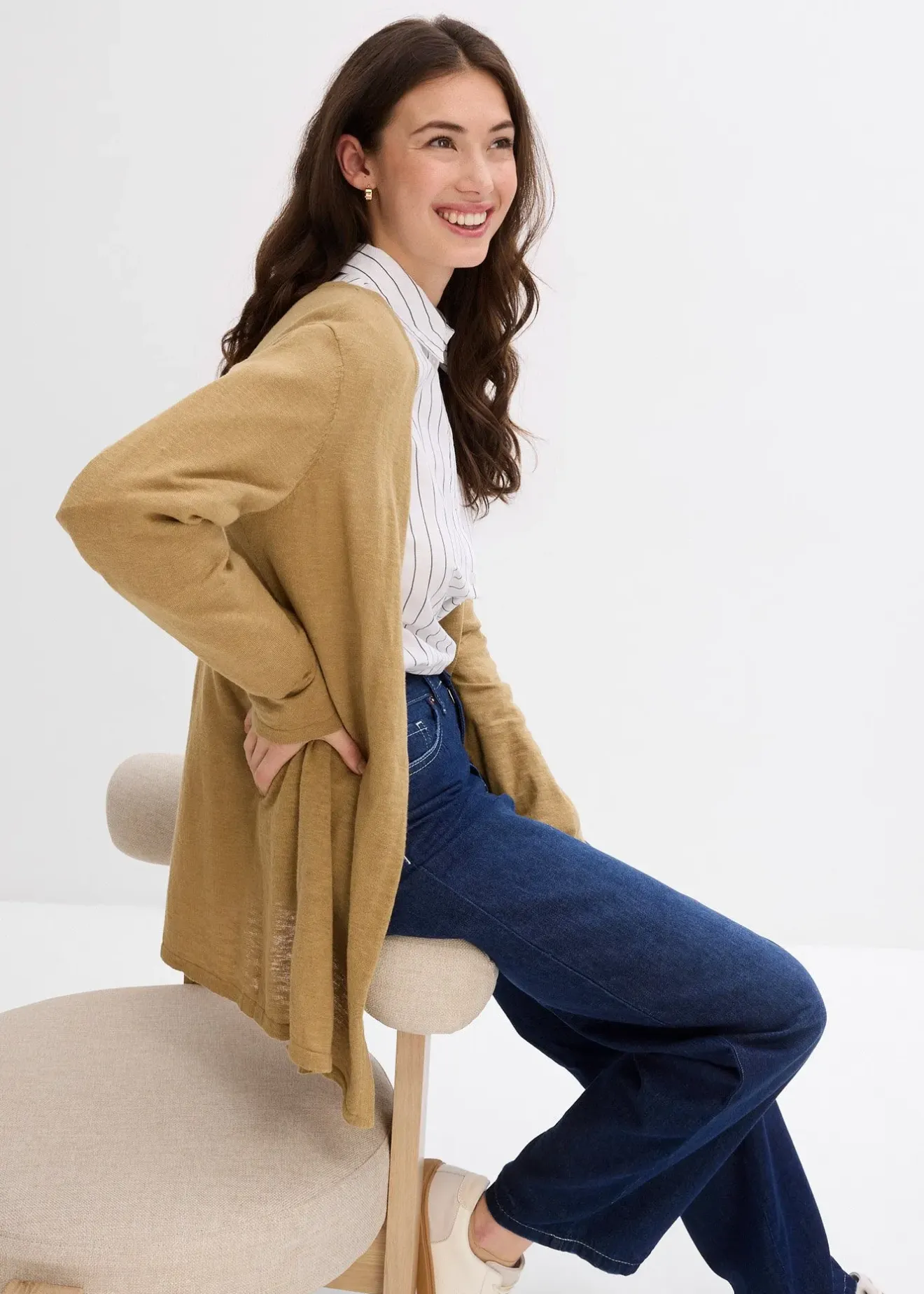 bonprix Gilet en maille 100% coton flammé|Femme Maille|Basiques