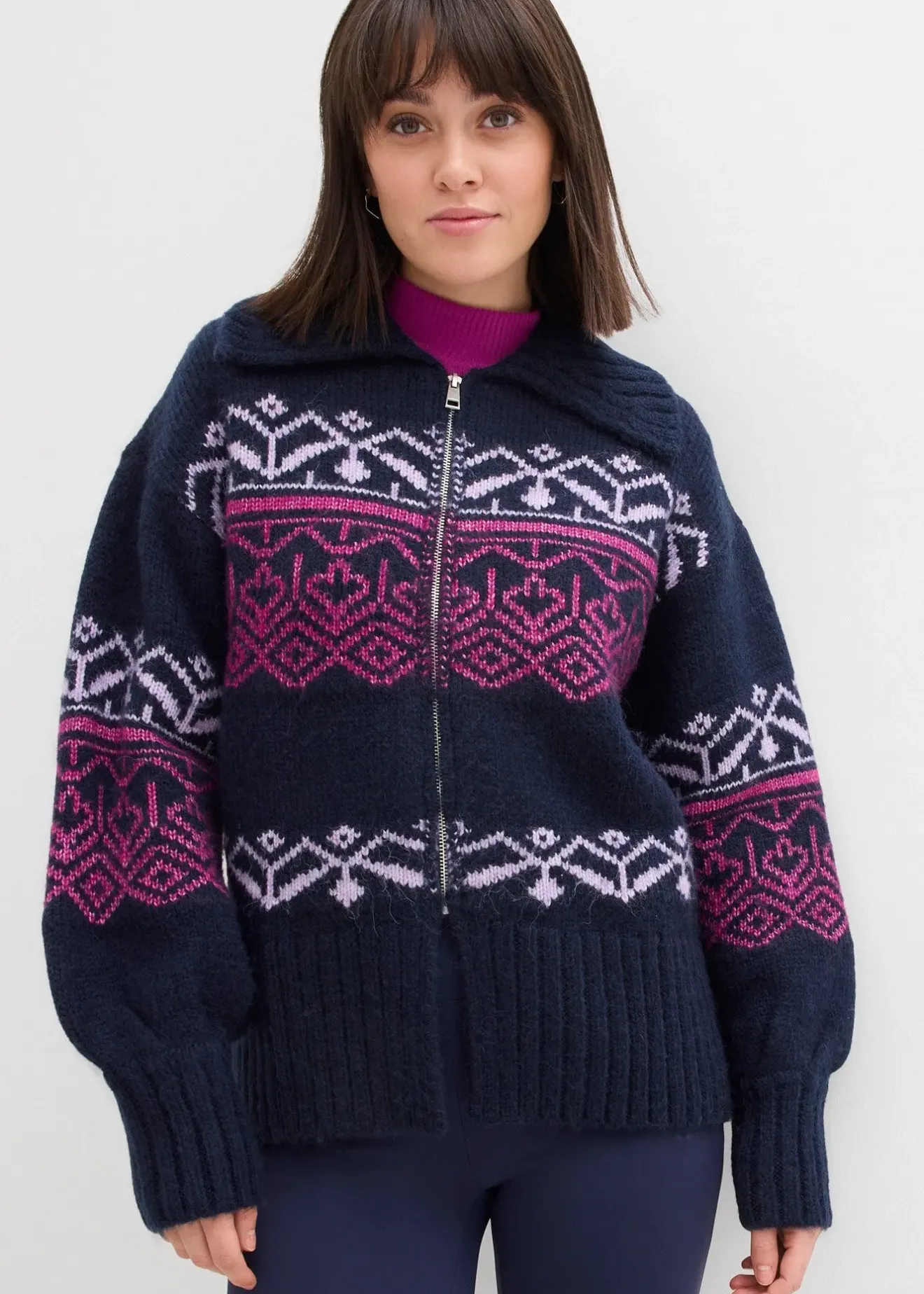 bonprix Gilet en maille à motif norvégien|Femme Pulls & Gilets