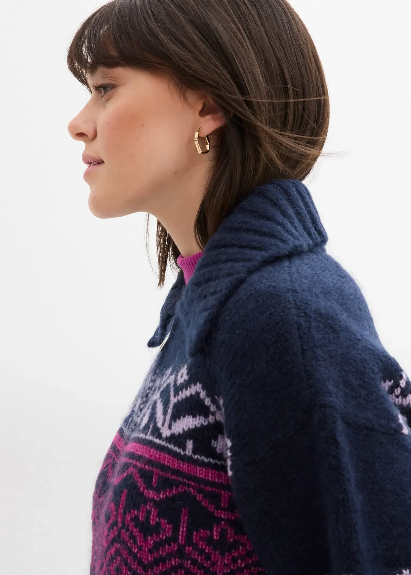 bonprix Gilet en maille à motif norvégien|Femme Pulls & Gilets