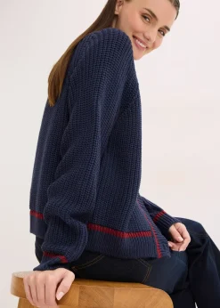 bonprix Gilet en maille à rayures contrastantes|Femme Maille|Pulls & Gilets