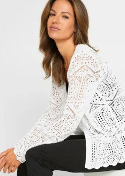 bonprix Gilet en maille ajourée|Femme Maille|Pulls & Gilets