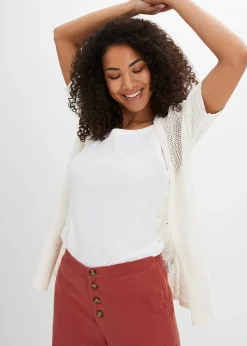 bonprix Gilet en maille ajourée|Femme Maille|Pulls & Gilets