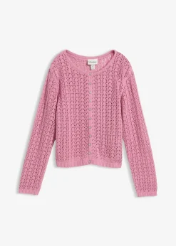 bonprix Gilet en maille ajourée 100% coton|Femme Maille|Pulls & Gilets