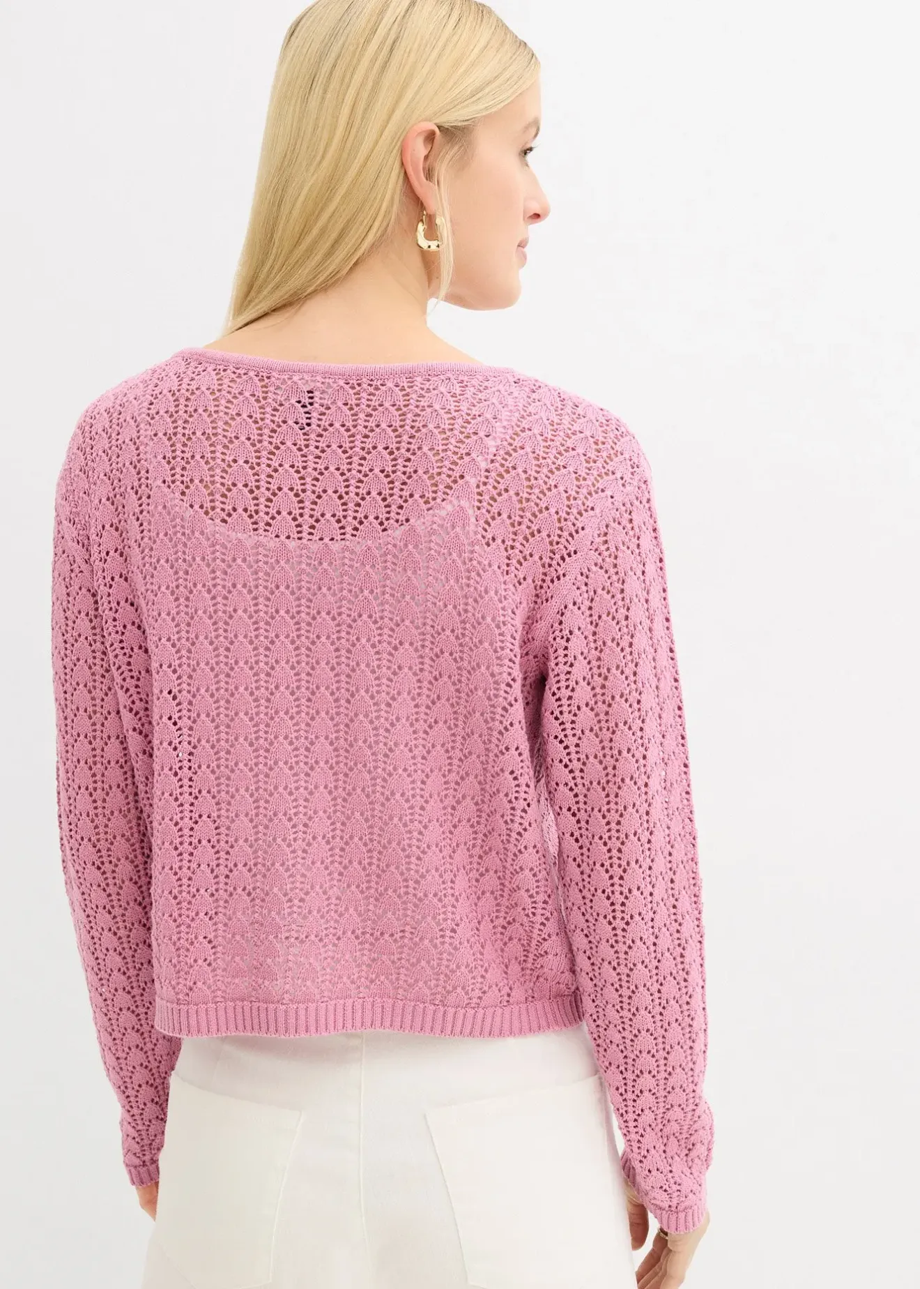 bonprix Gilet en maille ajourée 100% coton|Femme Maille|Pulls & Gilets