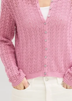 bonprix Gilet en maille ajourée 100% coton|Femme Maille|Pulls & Gilets