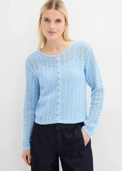 Femme bonprix Maille|Pulls & Gilets|Gilet en maille ajourée 100% coton