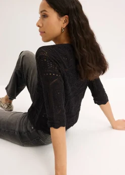 bonprix Gilet en maille ajourée à nouer|Femme Maille|Pulls & Gilets