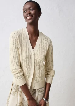 bonprix Gilet en maille ajourée avec lin|Femme Maille|Premium