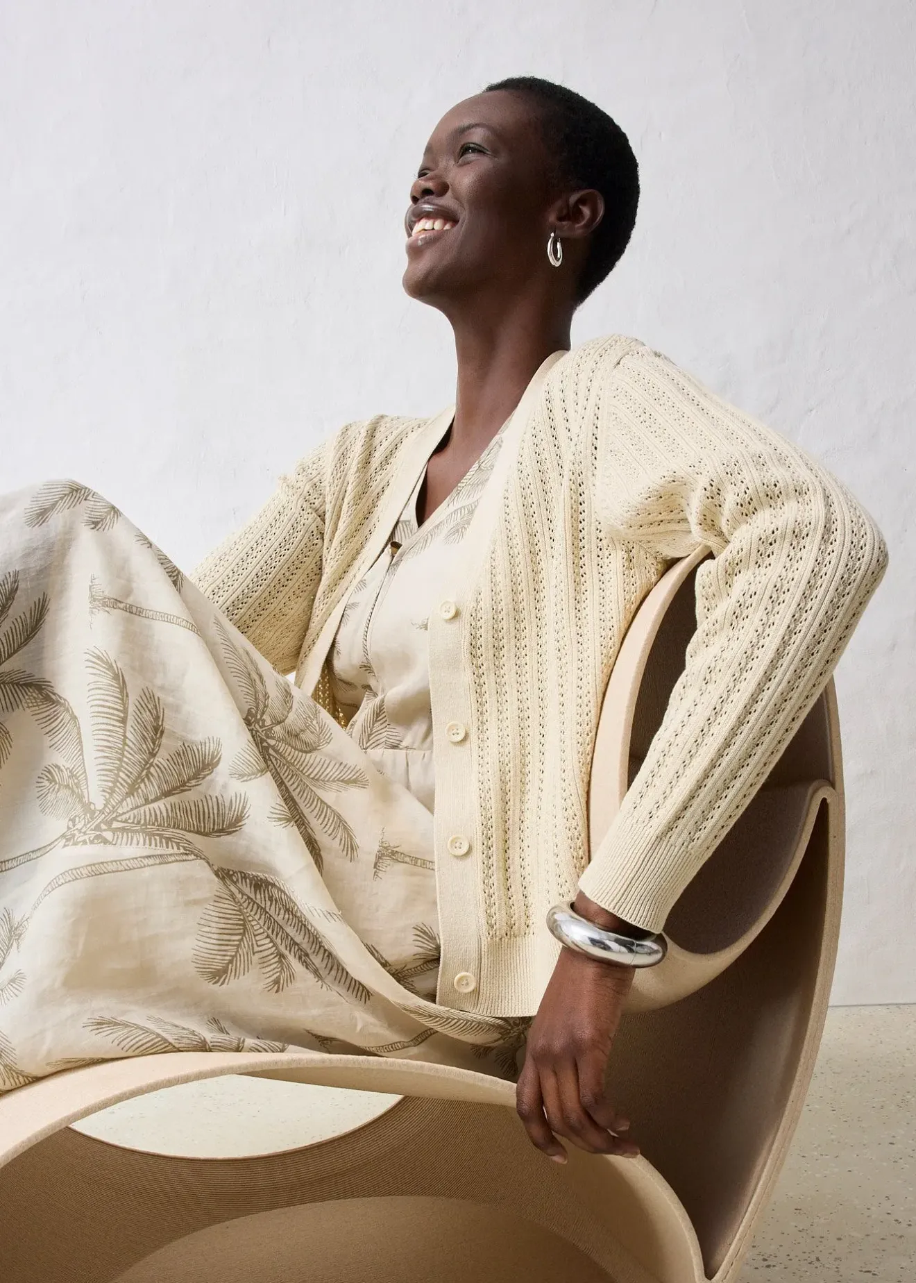 bonprix Gilet en maille ajourée avec lin|Femme Maille|Premium