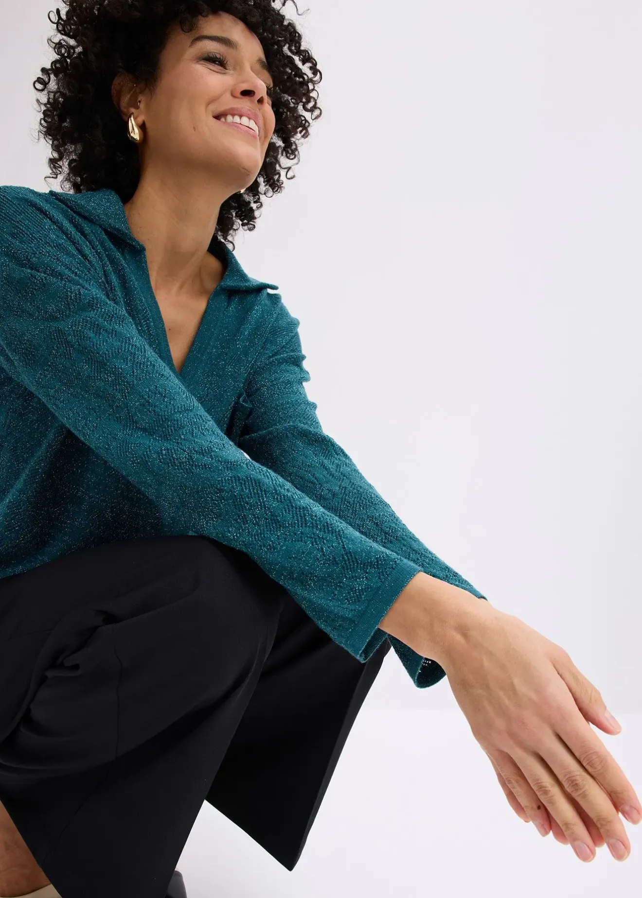 bonprix Gilet en maille ajourée avec fil brillant|Femme Maille|Pulls & Gilets