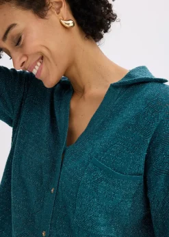 bonprix Gilet en maille ajourée avec fil brillant|Femme Maille|Pulls & Gilets