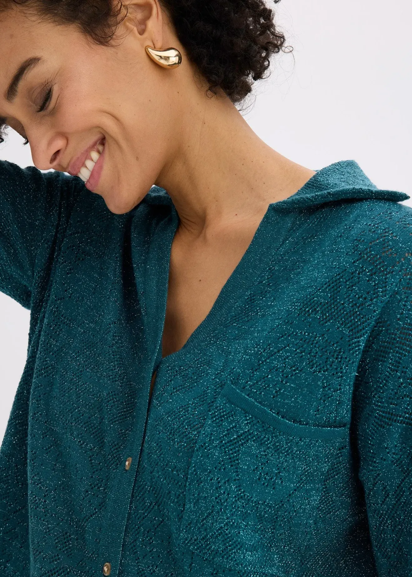 bonprix Gilet en maille ajourée avec fil brillant|Femme Maille|Pulls & Gilets