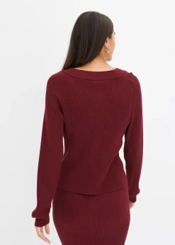 bonprix Gilet en maille côtelée, viscose majoritaire|Femme Maille|Pulls & Gilets