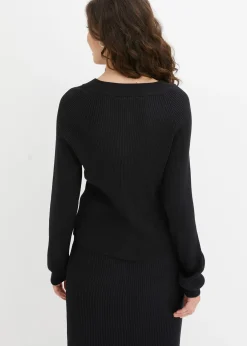 bonprix Gilet en maille côtelée, viscose majoritaire|Femme Maille|Pulls & Gilets
