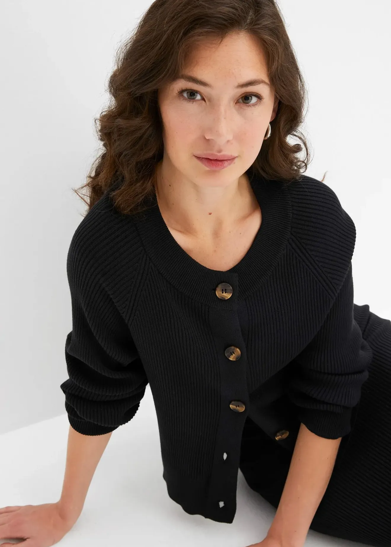 bonprix Gilet en maille côtelée, viscose majoritaire|Femme Maille|Pulls & Gilets