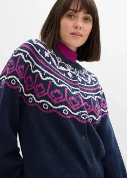 Femme bonprix Pulls & Gilets|Gilet en maille oversize à motif norvégien