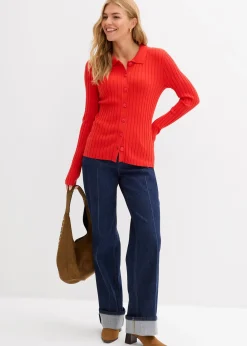 bonprix Gilet fluide en maille côtelée|Femme T-Shirts & Tops