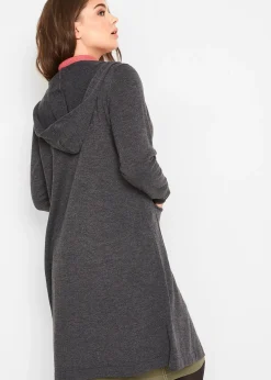 Femme bonprix Maille|Pulls & Gilets|Gilet long en maille à capuche