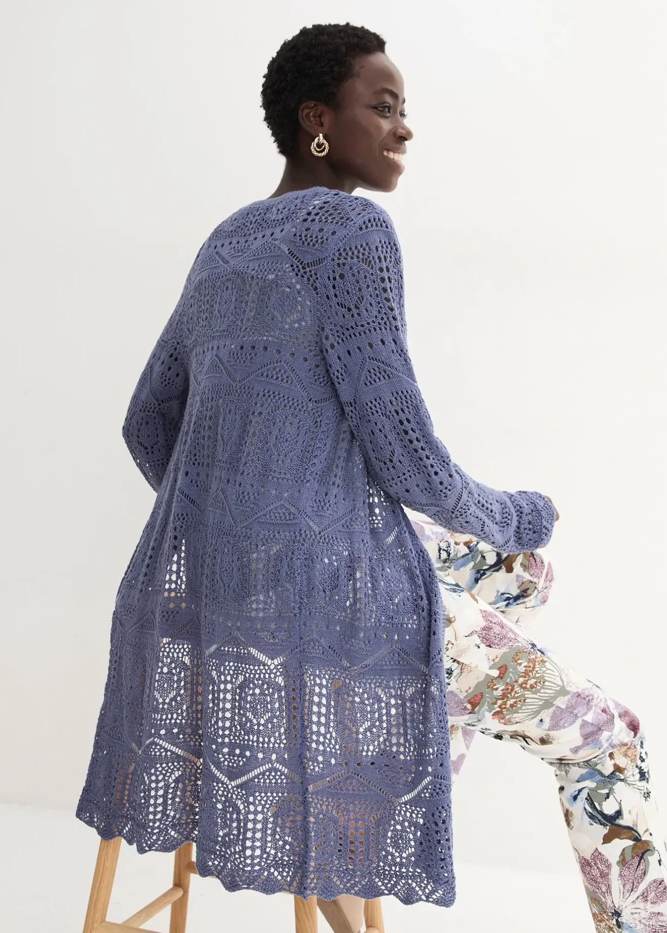 Femme bonprix Maille|Pulls & Gilets|Gilet long en maille ajourée